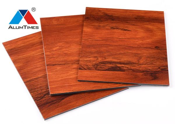 Fire Retardant Aluminium Composite Panel , Wooden Finish Aluminium Sandwich