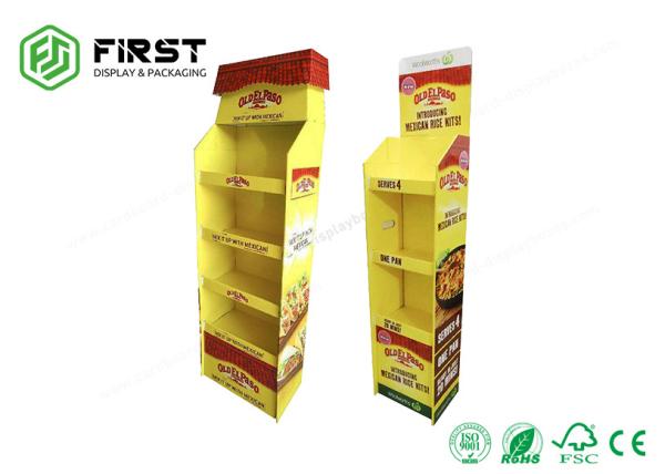 Quality Supermarket Carton Display 4 Tiers Floor Stand Cardboard Display For Snacks for sale