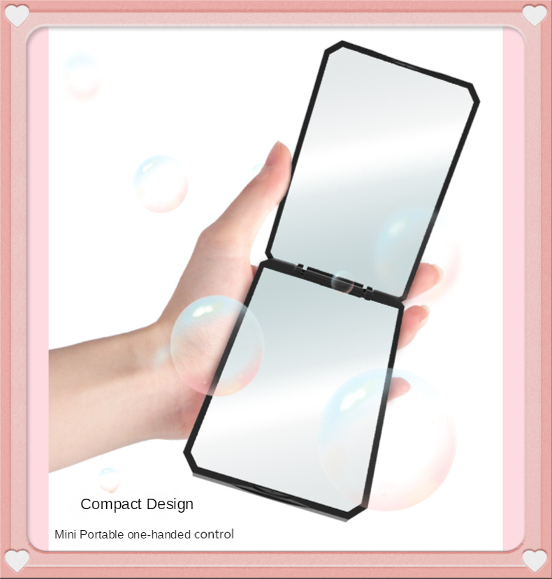 Every day Plastic Glass Mirror Foldable Makeup Travel Heart Shaped Logo Mirror