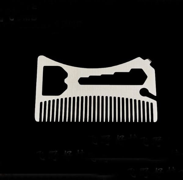 Custom cool innovative men gift, engrave logo stainless steel credit card wallet beard comb bottle opener