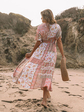 Summer Printed Dresses V-Neck Maxi Dresses Long Dress