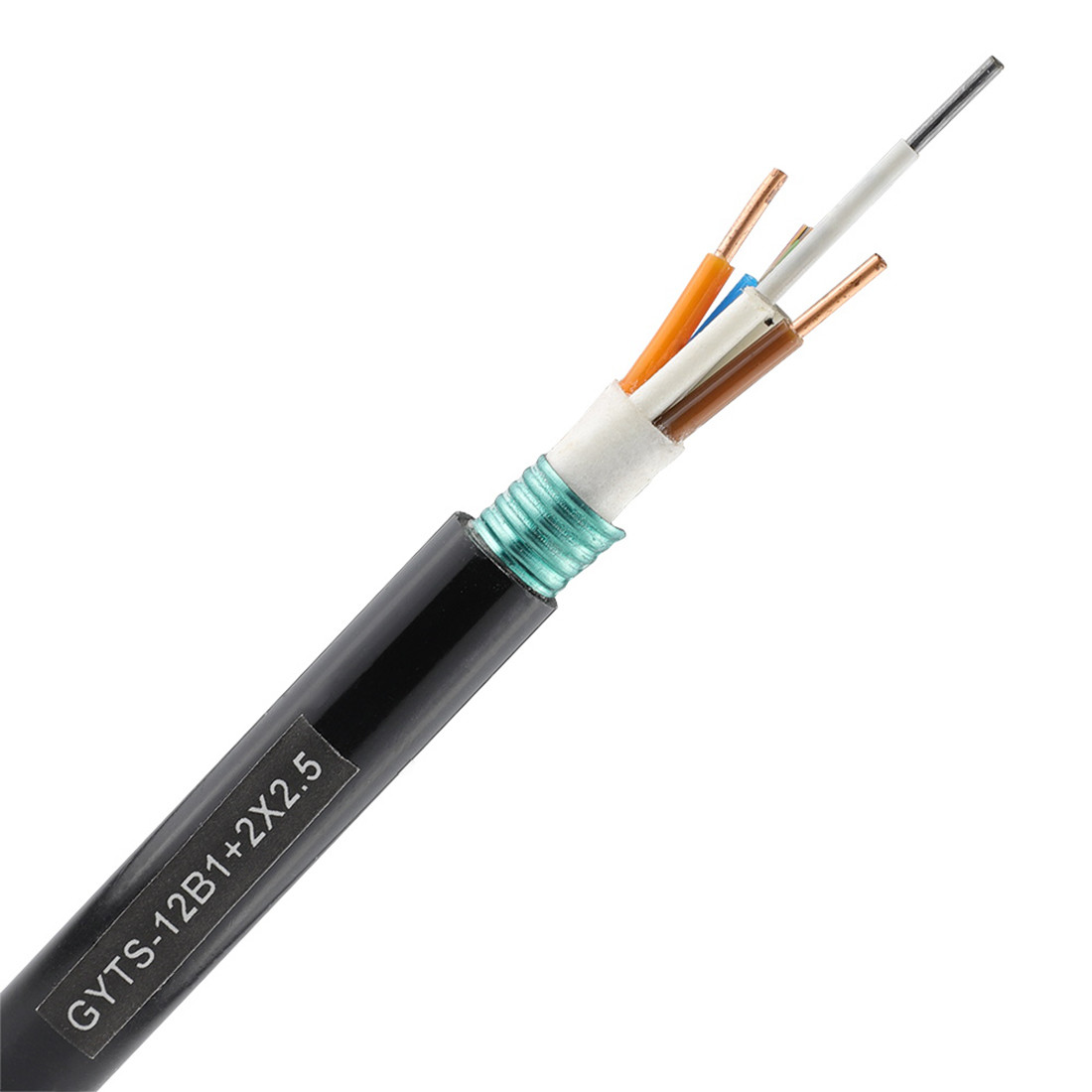 Access Network 2-24core Hybrid Optic Copper Cable / Overhead Fiber Optic Cable