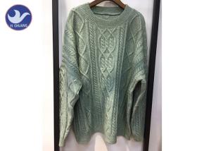 China Korean Stylish Crew Neck Cable Knit Cardigan , Big Loose Winter Wool Jumpers wholesale