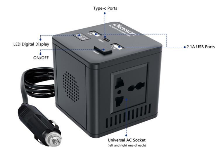 Car Power Inverter Dc 12V 24V To 220V Ac Converter 150W Car Power Inverter Charger 10A Car And Inverter Battery Charger