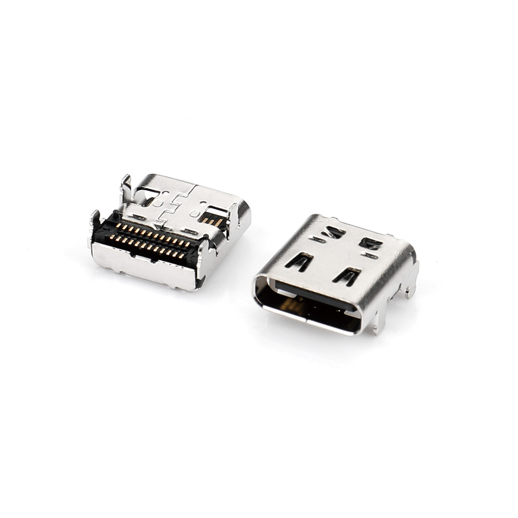 Female SMT Flat Solder Usb Type C Receptacle C Type Female Connector AF 24 Pin
