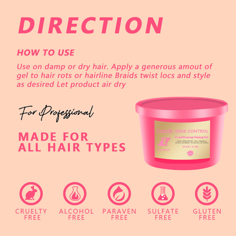 64oz Extreme Hold Edge Control No Label Custom Logo Strong Hold Edge Control For 4c Hair