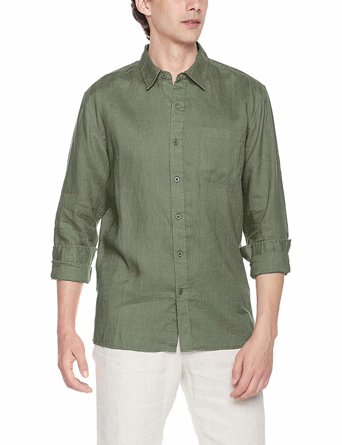 100% Linen Men'S Long Sleeve Woven Shirt Fall summer button down shirts