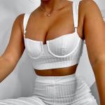 Slim Fit Sexy High Waisted Trousers And Crop Top Set
