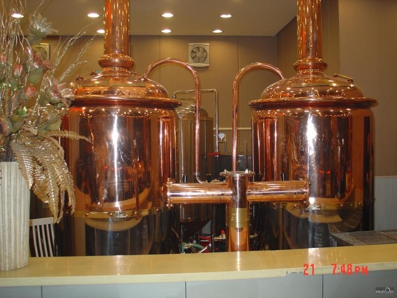 Semi Auto Steam Copper Brewing Equipment , 500L Microbrewery Machine
