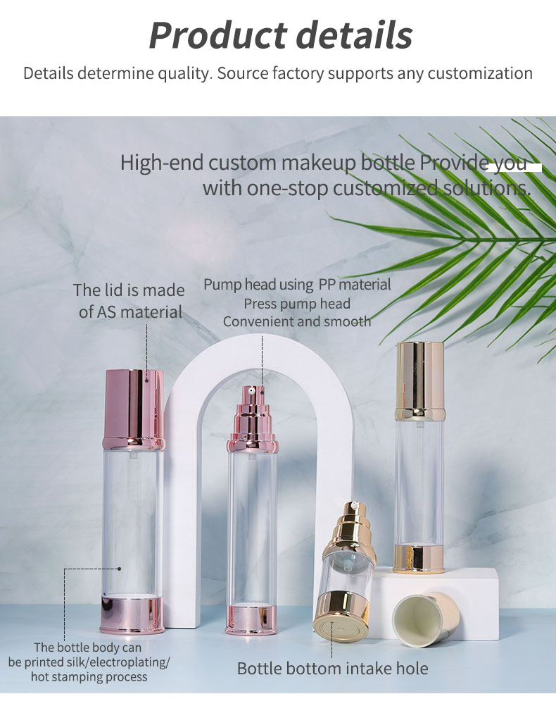 Round Shape Airless Cosmetic Pump Bottle 20ml 30ml 50ml 100ml Plastic Luxury Lotion Bottle