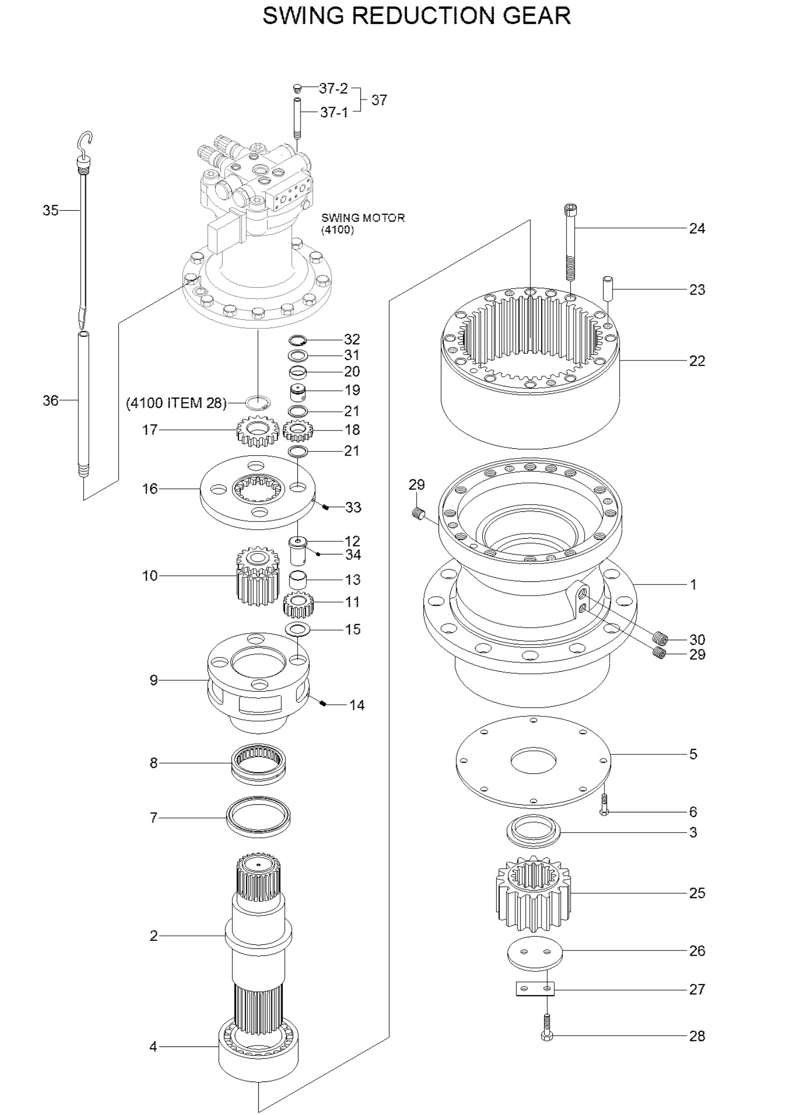 R275-9 R265-9 R245-7 Excavator Swing Drive Gearbox For Construction Machinery