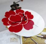 Red Flower Acrylic Art Contemporary Wall Clocks LY-029
