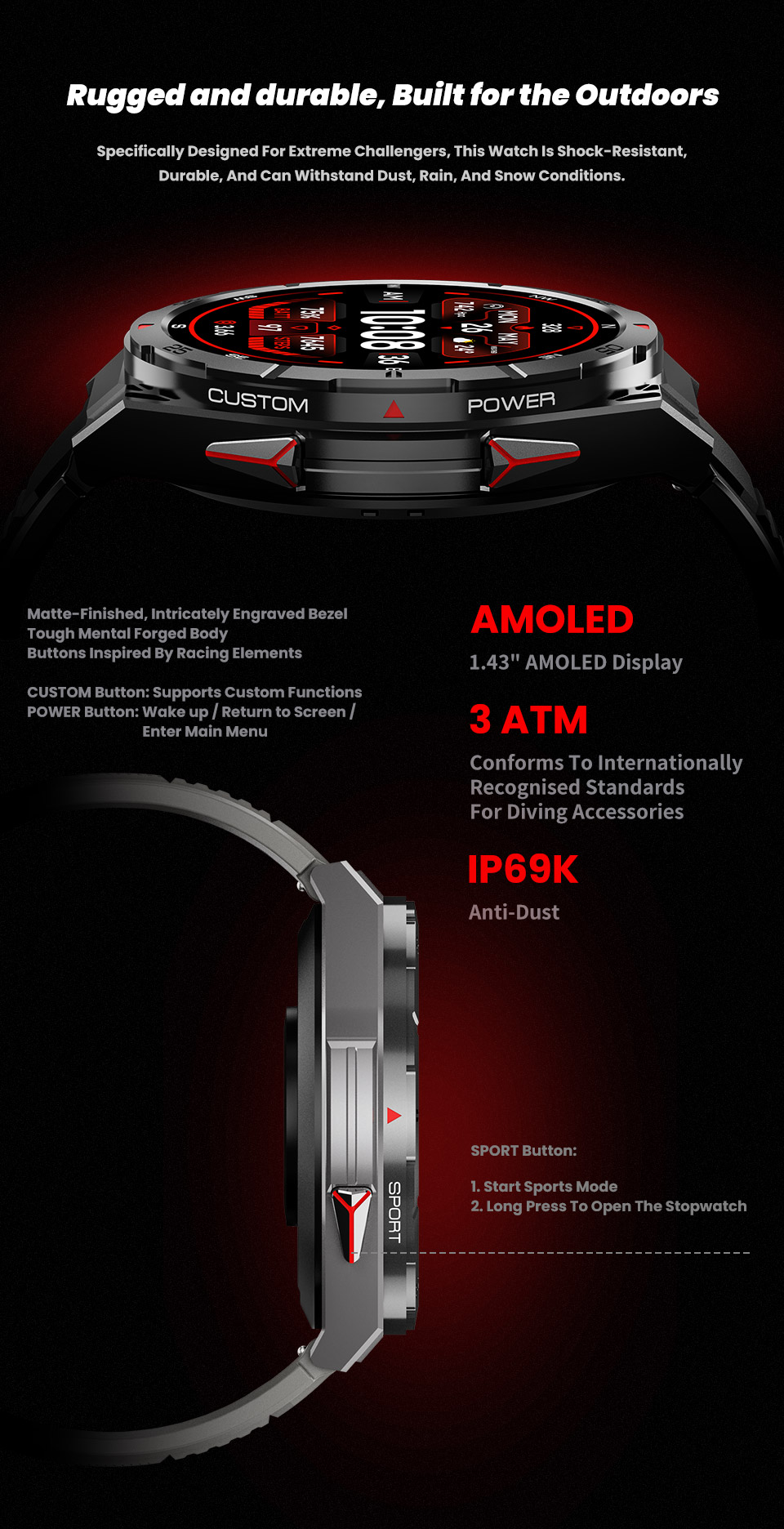 2025 X2 GPS Smart Watch for Men with 1.43" AMOLED Display and 150 Sports Modes