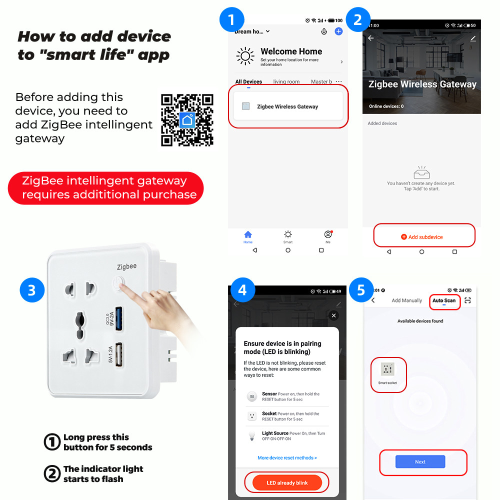 Zigbee Wall Smart Socket Tempered Glass Quick Fast Charger 3.0 Usb Charging Timing Google Home Alexa TuyaUS EU UK Plug