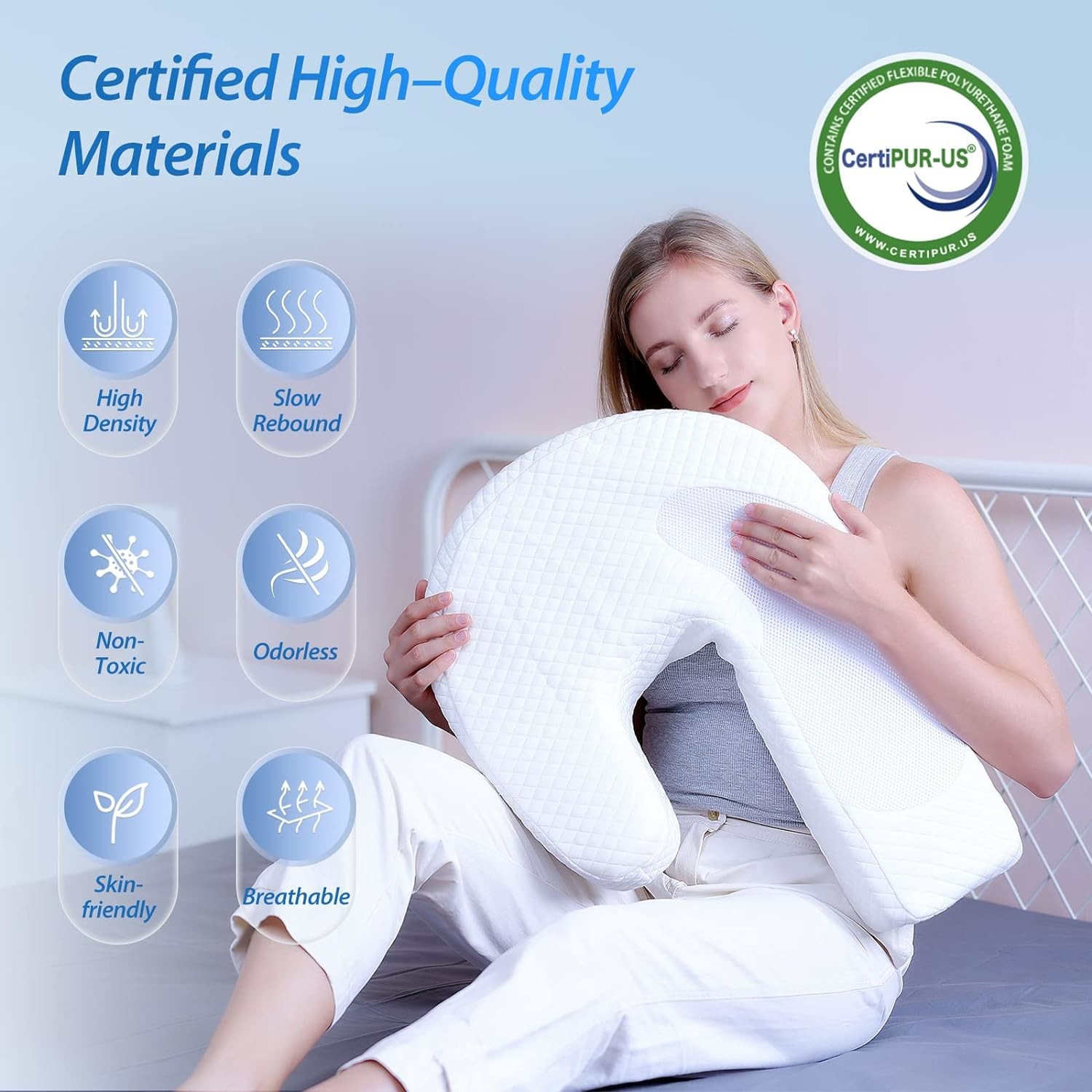 Pillow for Side Sleeper Body Pillow for Adults Memory Foam Pillow with U-Shaped Contoured Support Pain Relief with
