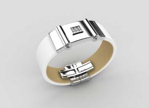 China Top Quality Europe Fashion Stainless Steel Genuine Leather Silicone Bangle Bracelet ADB203 wholesale