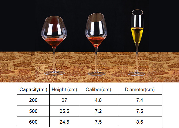 Fancy Clear Long Stem Wine Glasses / Colored Crystal Wine Glasses