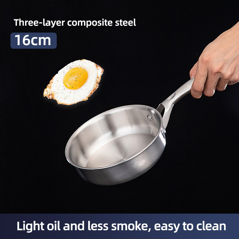 Wholesale Modern Panela 304 Stainless Steel Cookware Gas Induction Fry Pan With Anti-Heat Handle