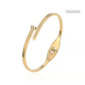 China 58X44mm Stainless Steel Designer Jewelry Rhinestone Gold Bracelet With Screw wholesale