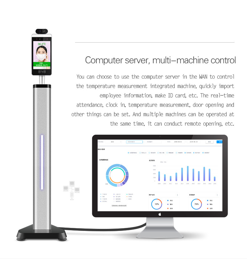 8 Inch Floor Standing Ir Face Recognition Thermometer Kiosk For Children Adults