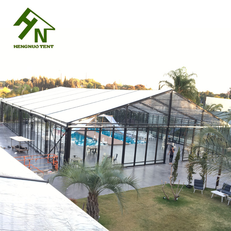 150 - 1500 Person Tempered Glass Marquee Tent Black Aluminum Alloy Frame
