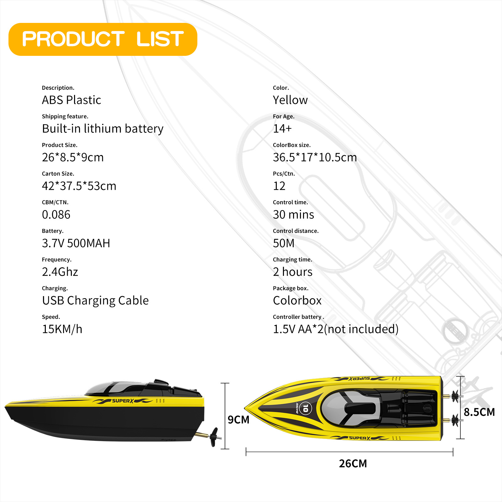 Plastic Water Induction Jet Boat for Remote Control Racing 2.4GHz Electric Speed