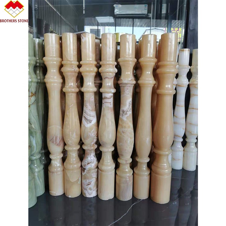 Customized Hotel or Villa White Marble Alabaster Stair Baluster Modern Design Style