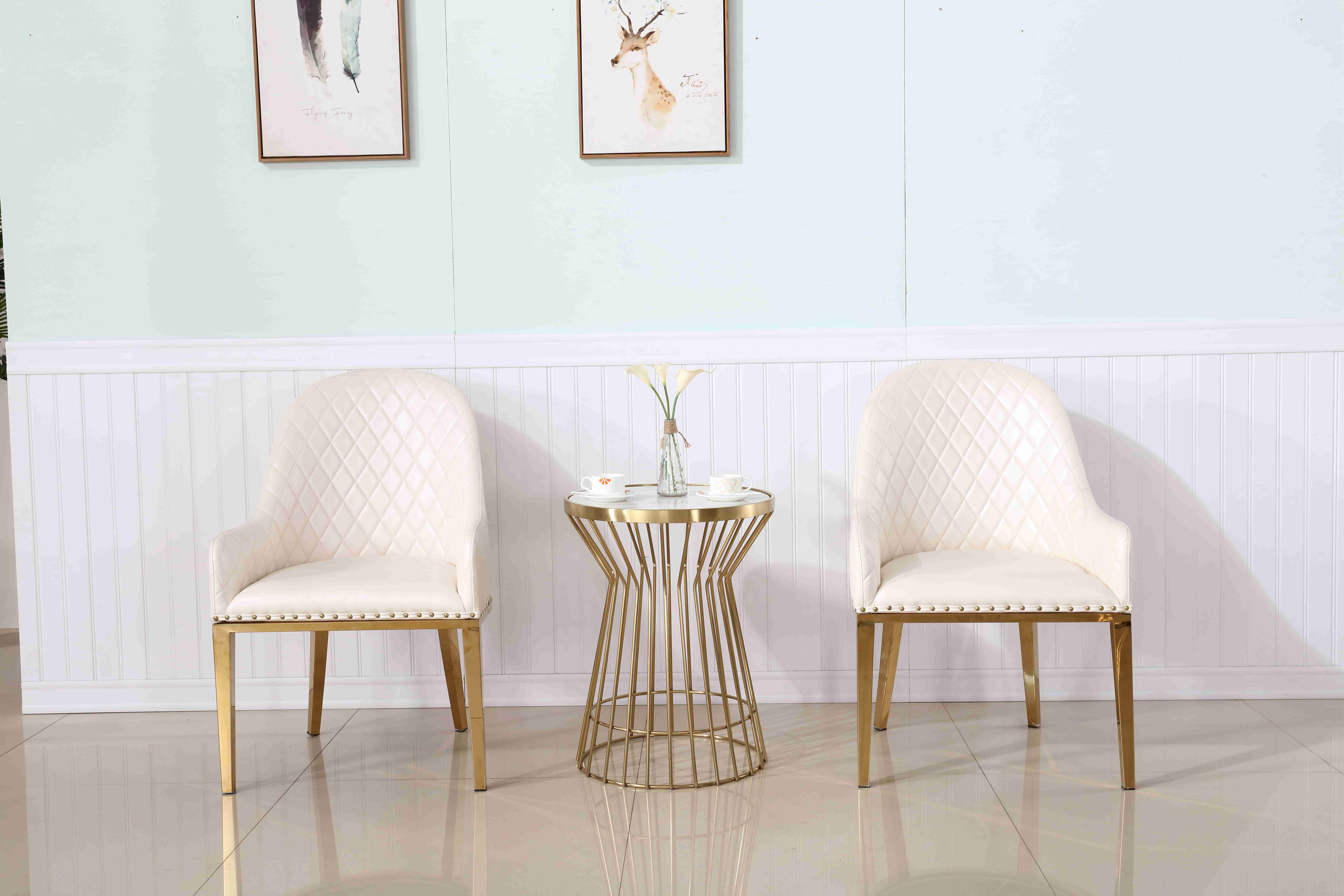 Nordic Padded Dining Room Chairs SS Leather Negotiation Dining Room Lounge Chairs White