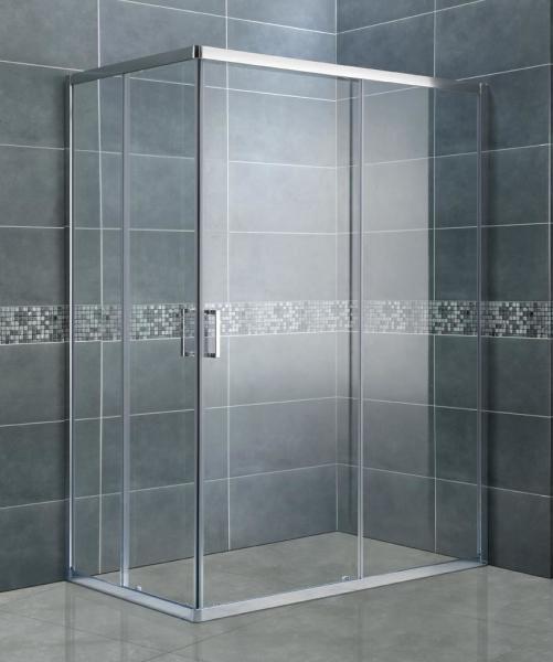 Clear Tempered Glass Rectangular Shower Enclosure Matte Sliver Bathroom Shower