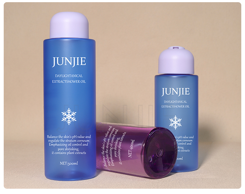 Customized blue purple Color PET Toner Bottle Transparent PET Toner Bottle PET Flat Shoulder Bottle