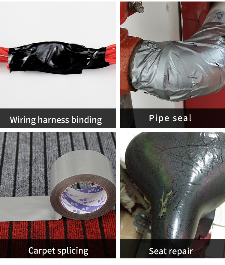 High Viscosity Black Duct Tape Clothes For Indoor Outdoor Applications No Logo Printing