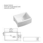 Country Style Farmhouse Kitchen Sink 24 In Single Bowl