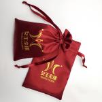 10x15cm Jewelry Drawstring Pouch Promotional Red Satin Bag With Logo Fabric