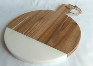 China Marble Acacia Wood Household Stone Placemats Paddle Shape wholesale