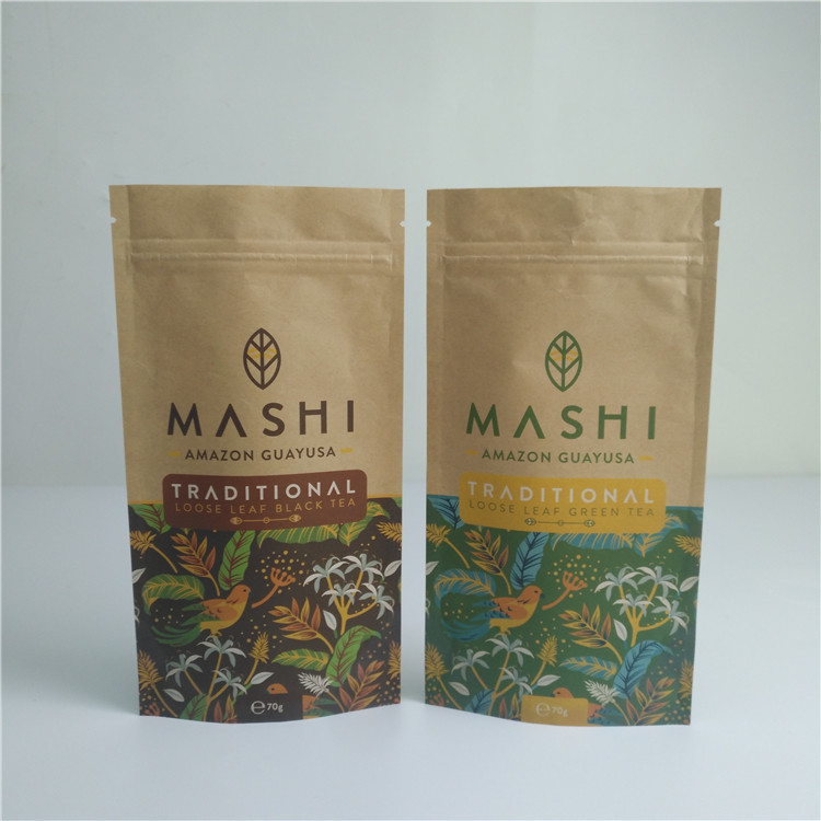 Food Kraft Compostable Heat Seal Bags Eco Friendly Digital Printing Custom Logo Packaging
