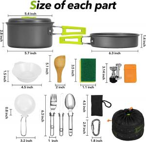China Camping Cookware Pots And Pans, Camping Cookware Mess Kit,Non-Stick Lightweight Pots Set Portable Outdoor Cookware on sale
