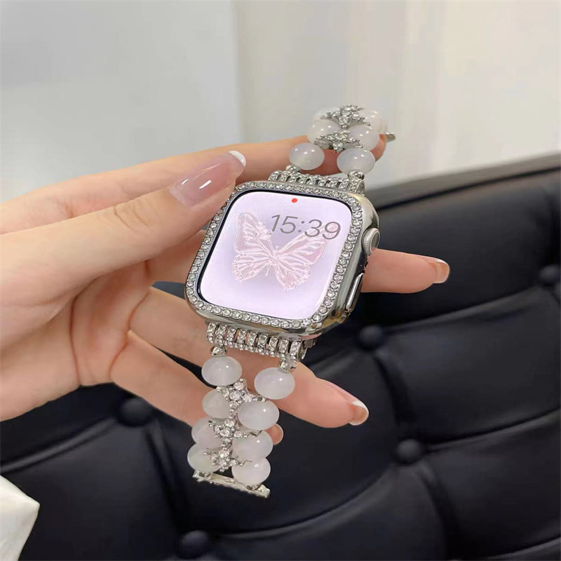 Jewelry Bracelet Beads Women Watchstrap for iWatch 8 Series 38mm 40mm Smart Watch Band