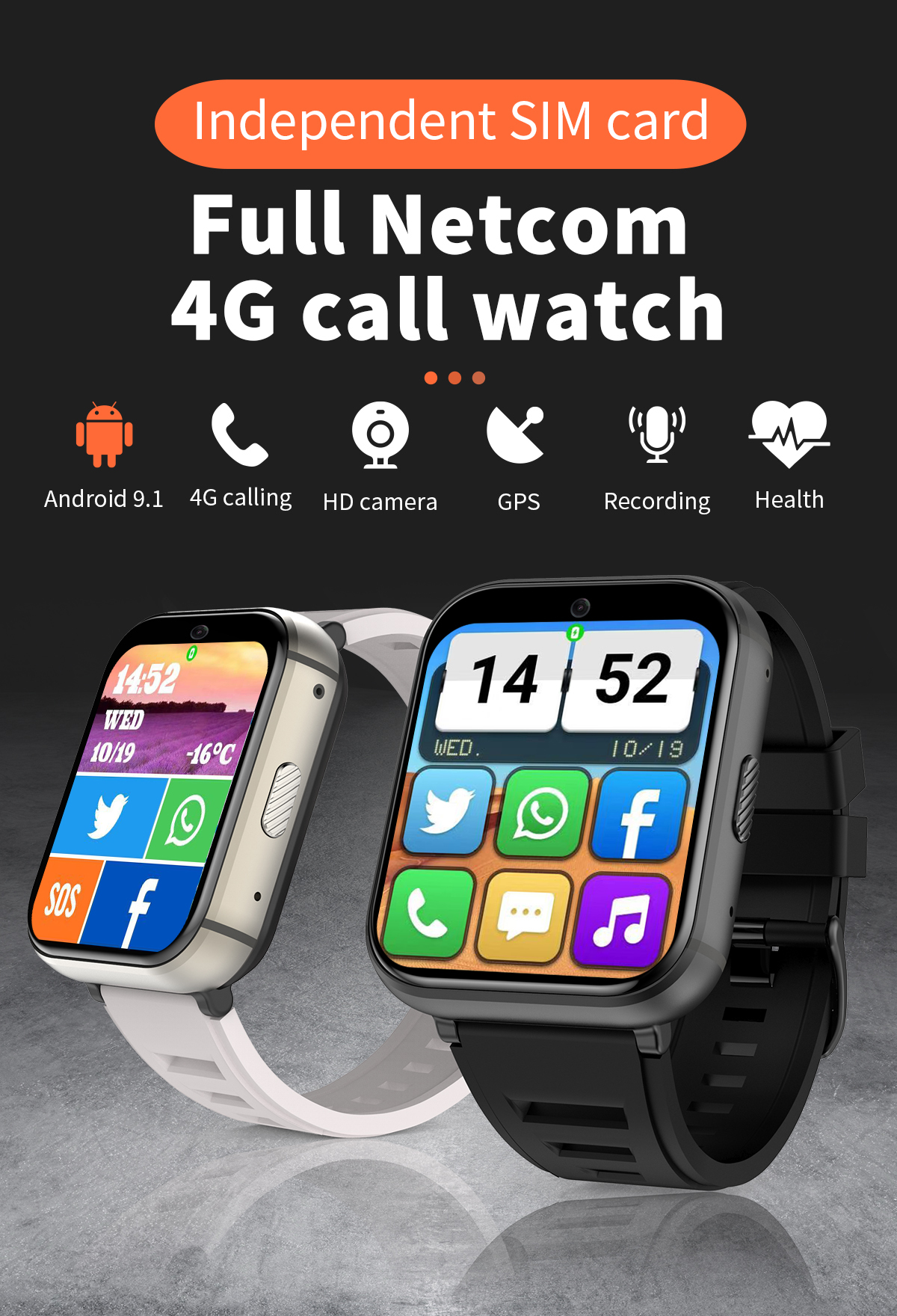 Q668 4G Smart Watch 1.99 Inch IPS Screen 930mAh Battery Android 9.0