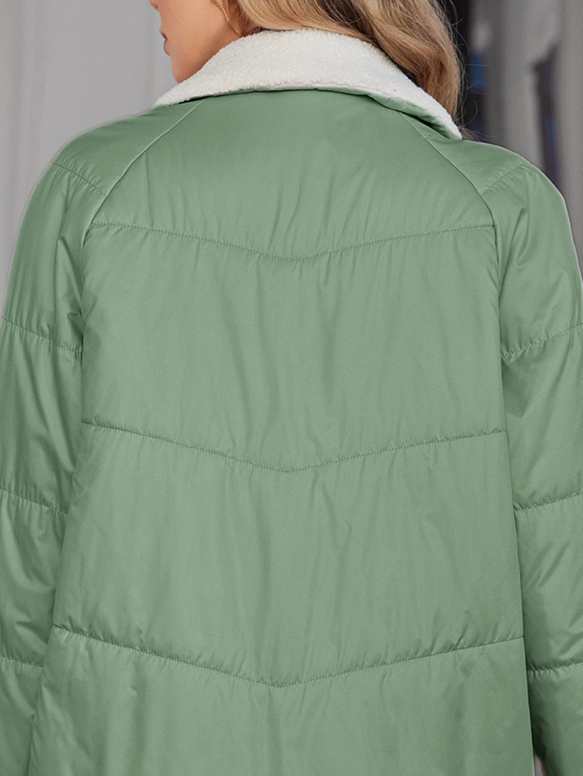 Europe Winter Padded Coat For Mid Aged Women Polyester Fabric Type Regular Length Double Pockets And Imitation Goat Fur