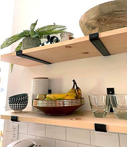 Powder Coated 12 Inch Industrial Forged Steel Floating Shelf J Bracket with UP L Down Lip Floating Brackets