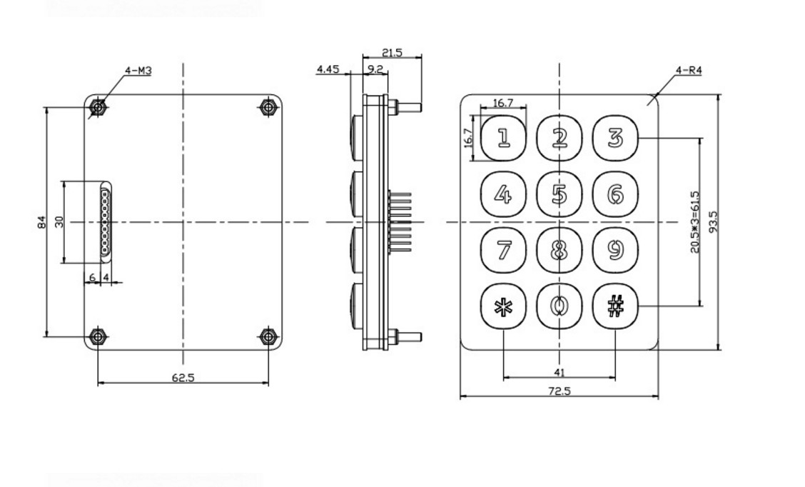 3x4 Layout Stainless Steel Keyboard Usb Interface For Public Telephone Input System