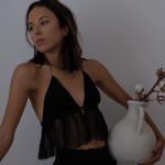 Summer Polyester Halter Women Crop Top White Black
