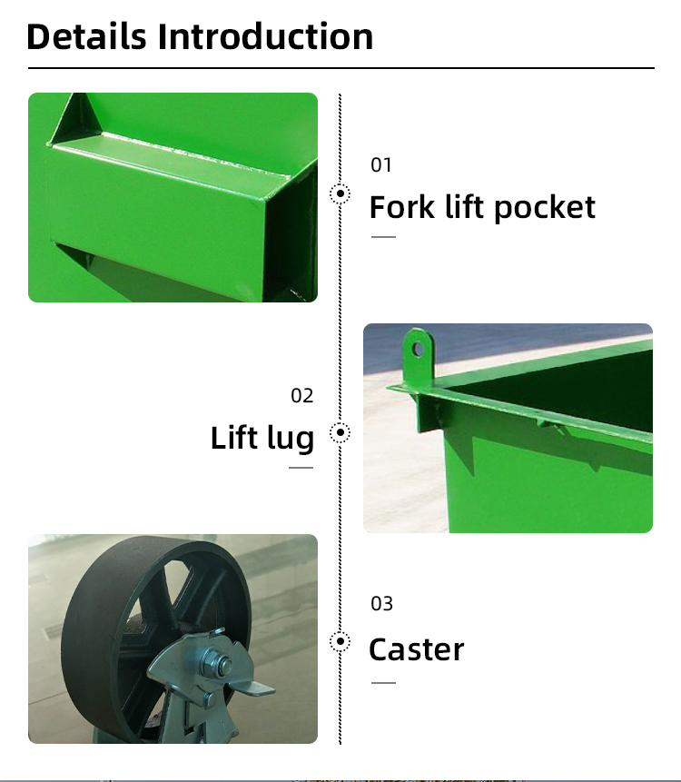 Waste Treatment Front Lift Bin Skip Bins Front Load Garbage Bins Customized