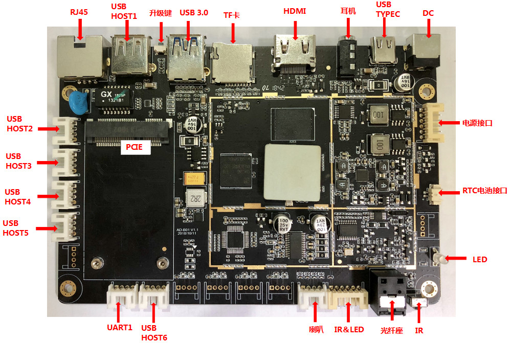 Intelligent RK3328 Custom Motherboard 4g System Signage Arm Board