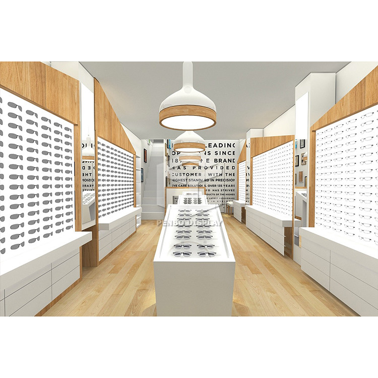 8mm MDF Optical Shop Display Cabinets Store Furniture Veneered