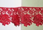 Red Flower Embroidered Lace Trim By The Yard Environmental Protection