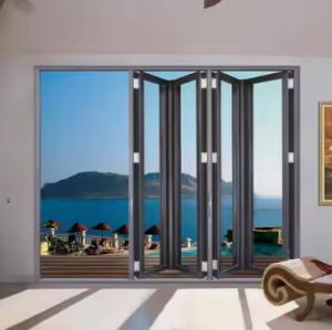 China Typhoon Resistance Aluminum Folding Door Customized Tempered Glass Folding Door wholesale