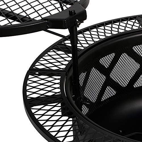 Outdoors Steel Wood Burning Fire Pit Backyard With Cooking Grill 32in 24in