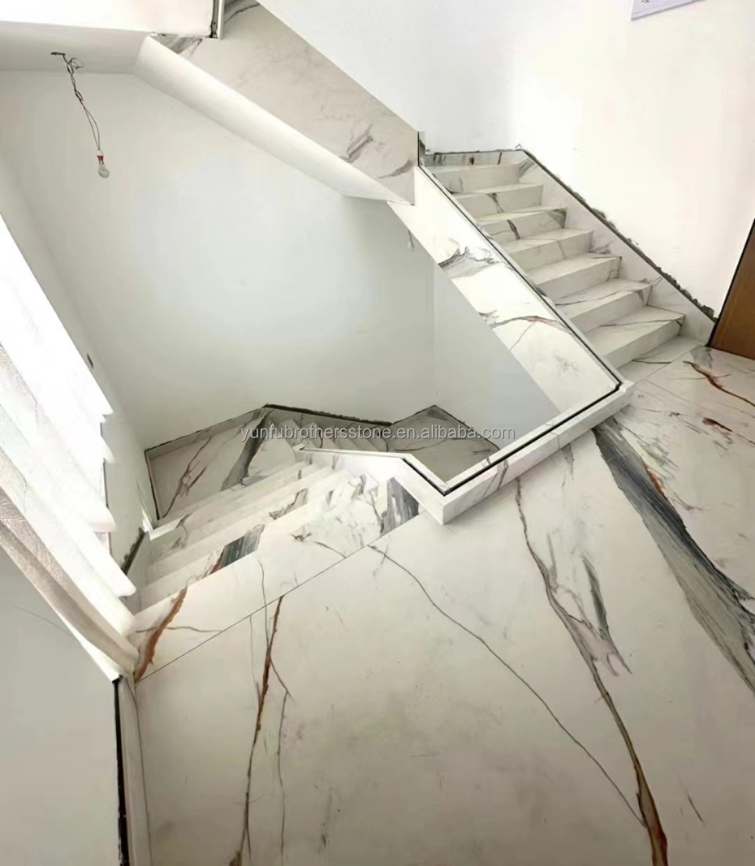 Modern Design Style Straight Stair Customized Luxury Artificial Marble Staircase
