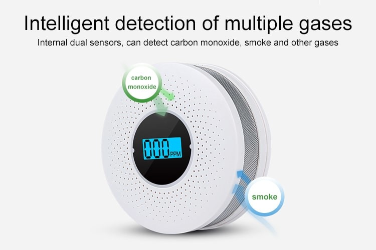Smoke And Carbon Monoxide Detector Alarm Sensor Home Security Smoke Alarm Whit AA Battery